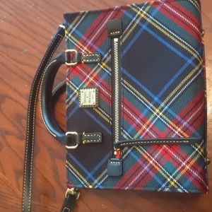Dooney & Bourke tartan plaid mini zip Janine tote/black